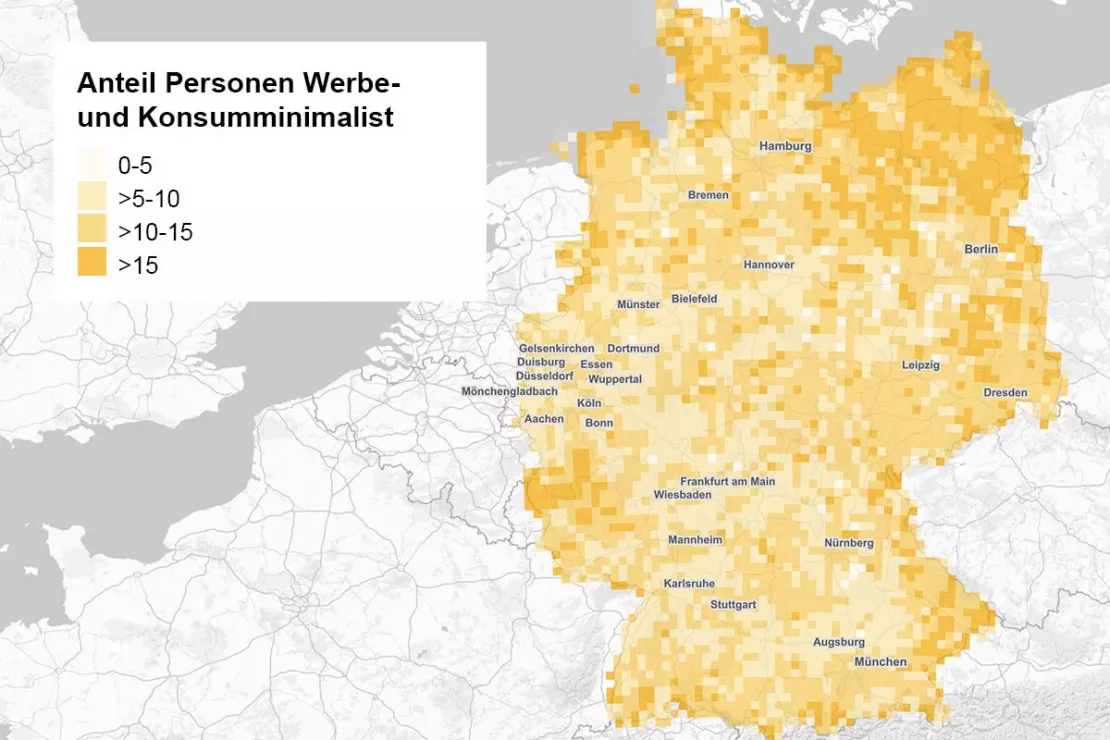 Werbe- und Konsumminimalisten finden Sie vor allem in Grenzregionen Deutschlands