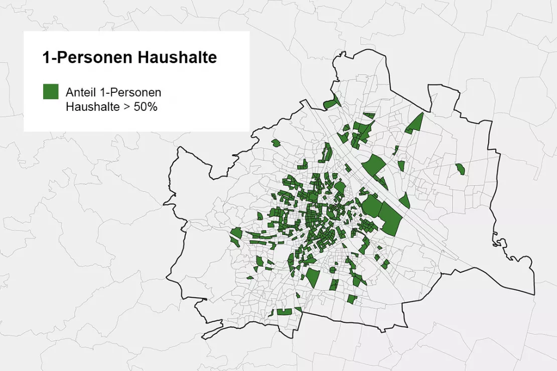 Regionale Unterschiede: Single-Haushalte in Wien