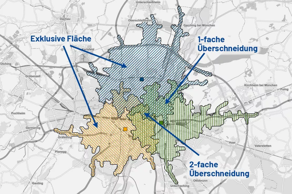 Mit unserem WIGeo QGIS Plugin können sie analysieren, welche Einzugsgebiete sich überlagern