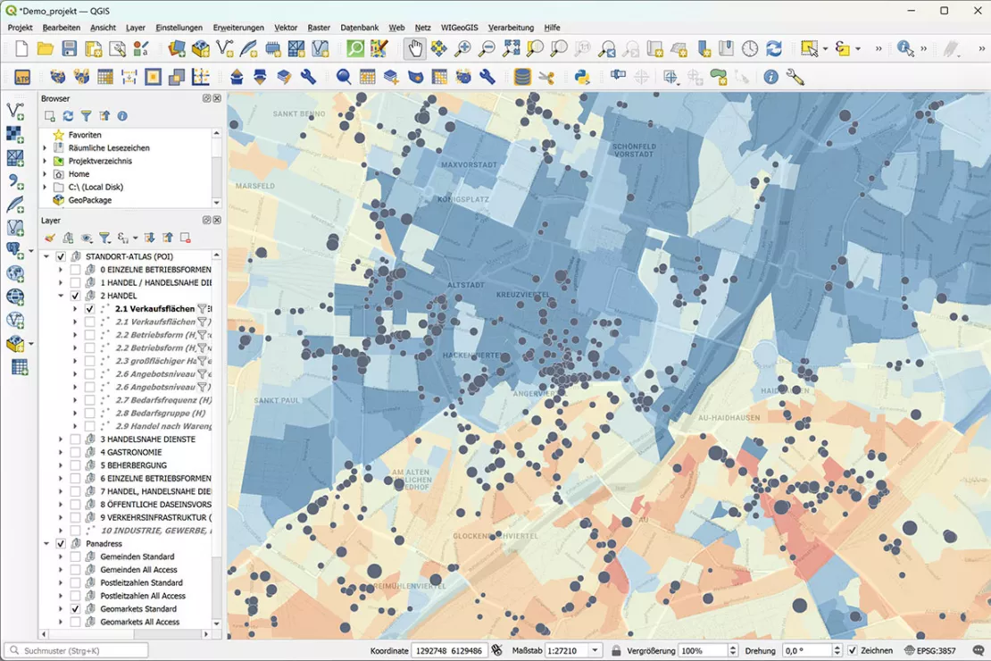 QGIS offers extensive visualization options